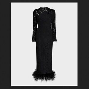 Sau Lee Maxine Lace Ostrich Feather Cocktail Size 6 Dress